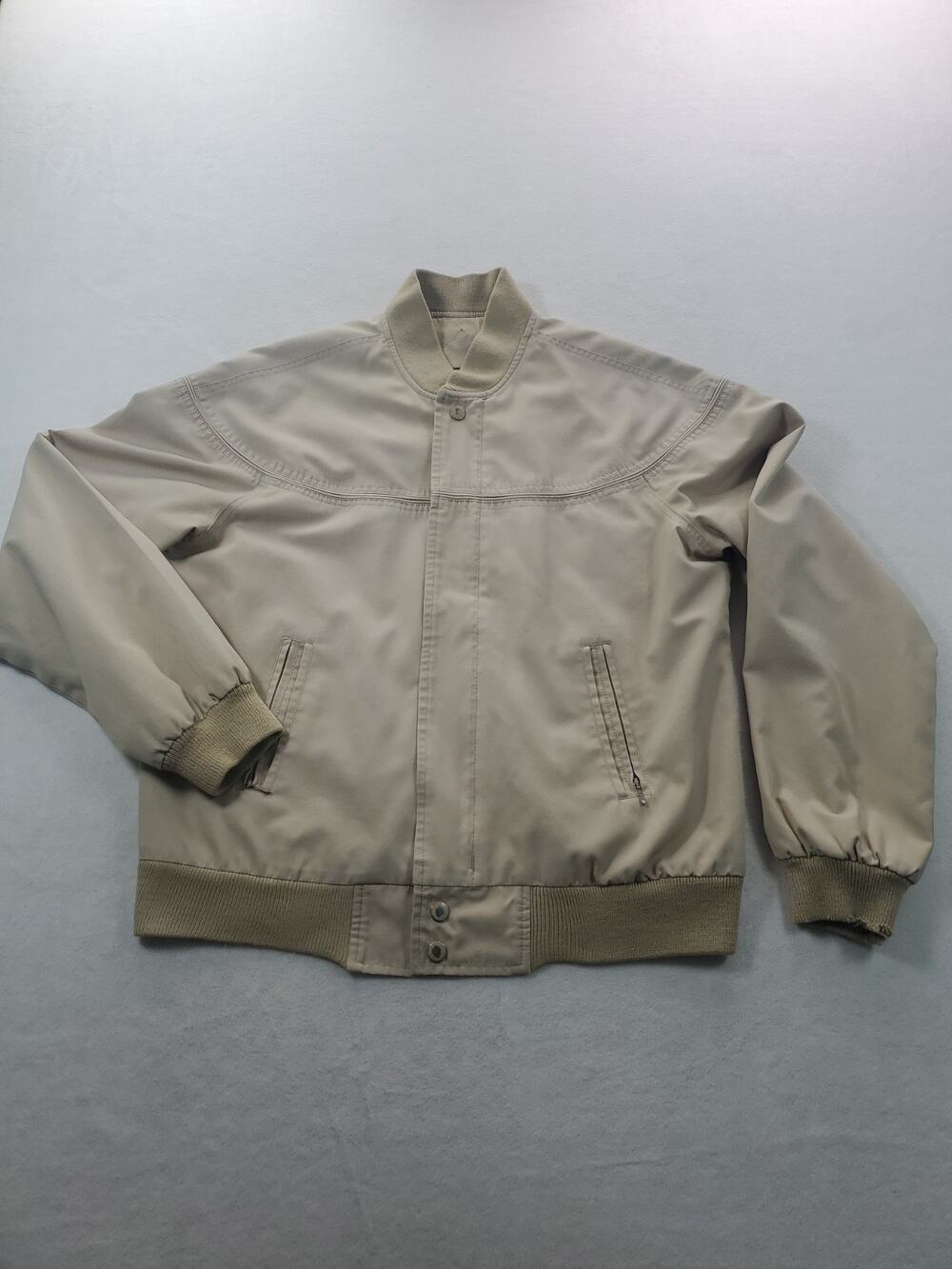 Vintage Arnie Bomber Jacket Mens Medium Beige Casual Long Sleeve